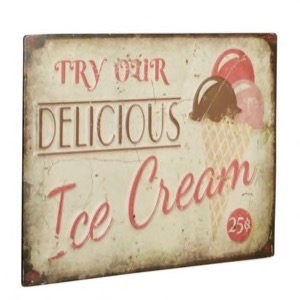 Metal skilt Try Our Delicious Ice Cream 40x30cm